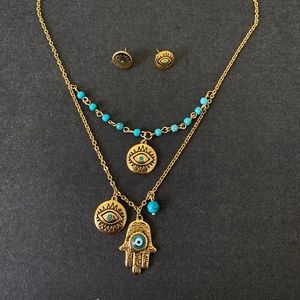 Layered Necklace and Earring set